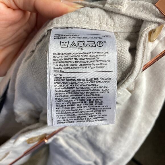 Banana Republic Linen Pants Womens 8 Beige Ankle Pockets Coastal Lagenlook Beach - Picture 4 of 6